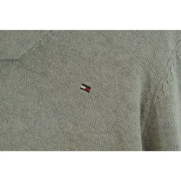 Tommy Hilfiger Sweater Shawl Neck Button Gray Knit  Mens Large 100% Cotton - Picture 3 of 11